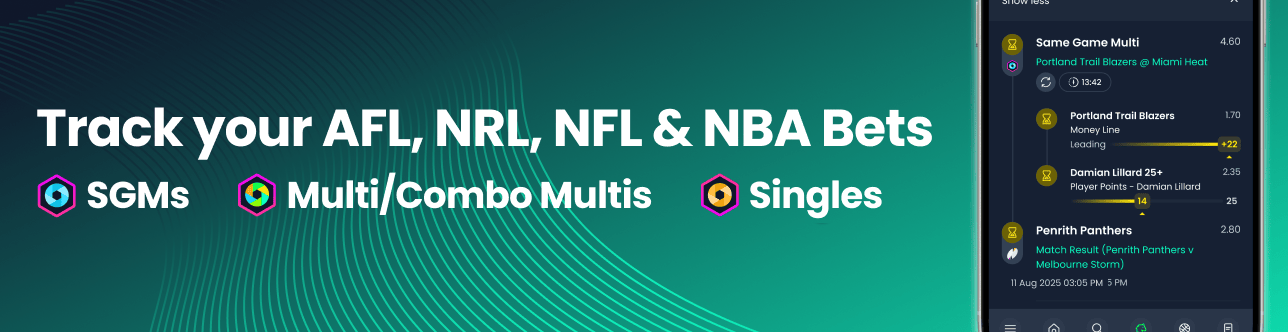Track your AFL, NRL, NFL & NBA Bets with Bet Right's Bet Tracker