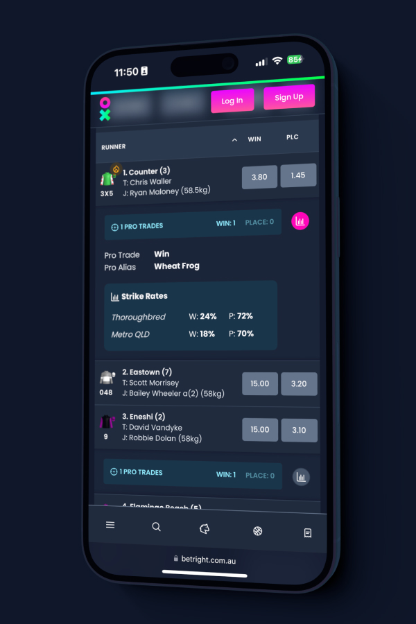An example of Pro Trades on iPhone